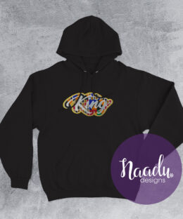 King Embroidered Hoodie - Black - Naadu Designs