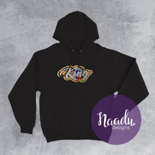 King Embroidered Hoodie - Black - Naadu Designs